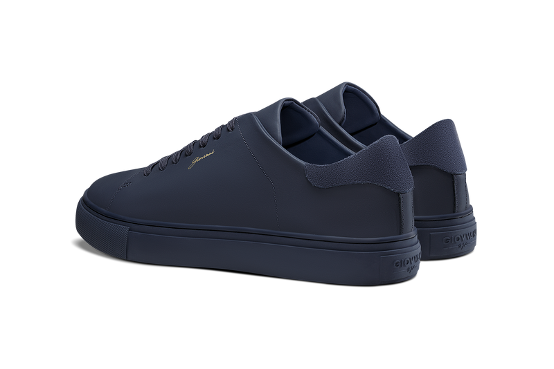 The Lorenzo All Blue Leather Sneakers Handcrafted GIOVVANI