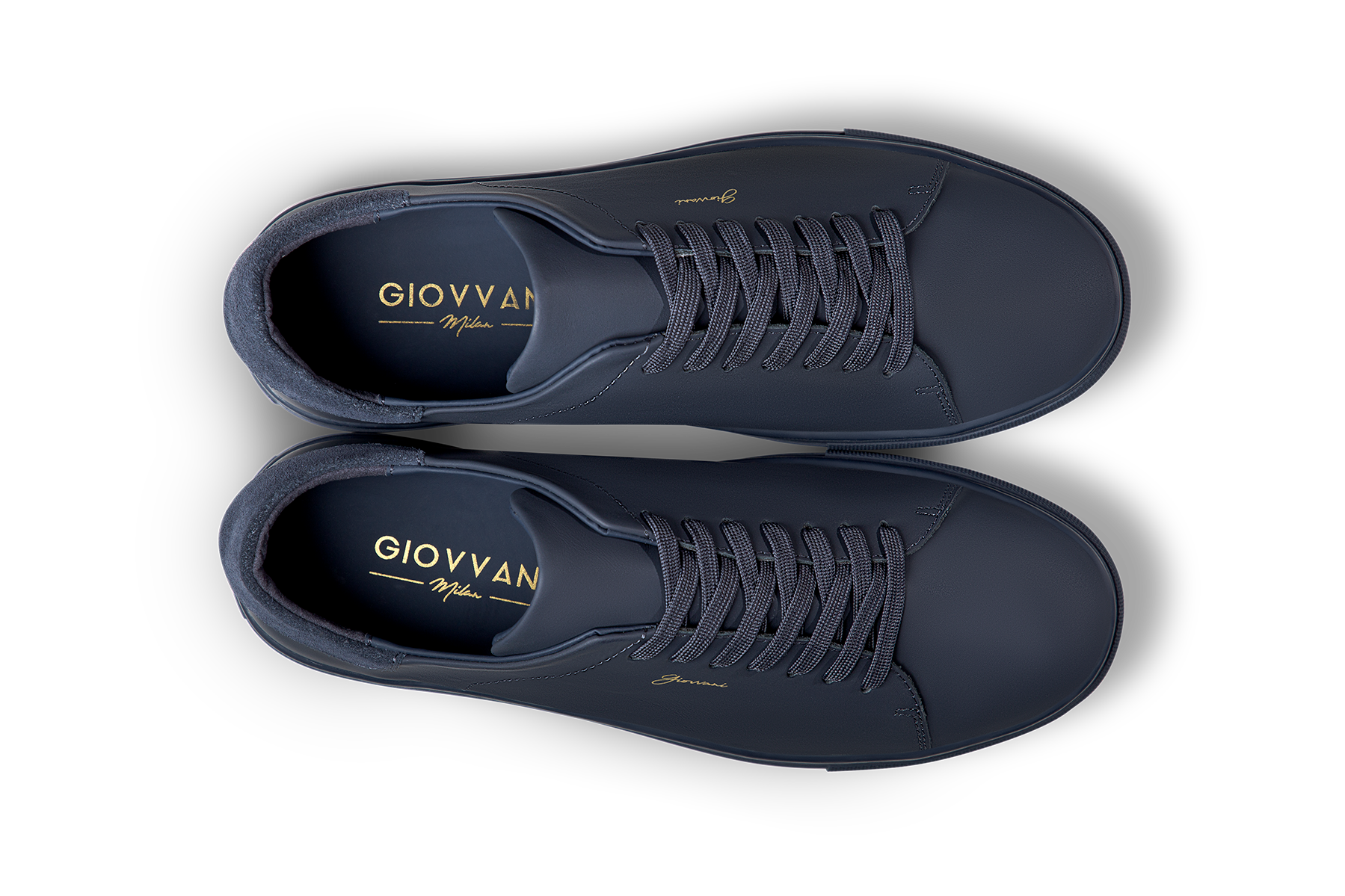 The Lorenzo All Blue Leather Sneakers Handcrafted GIOVVANI